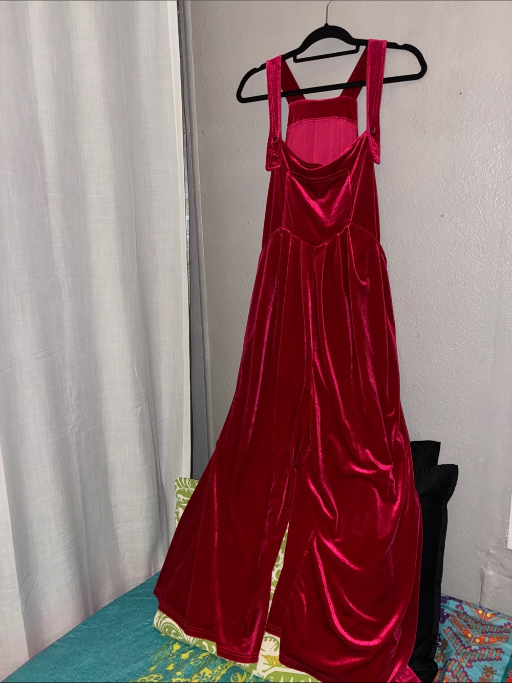Women's Pink Velvet Wide-Leg Jumpsuit